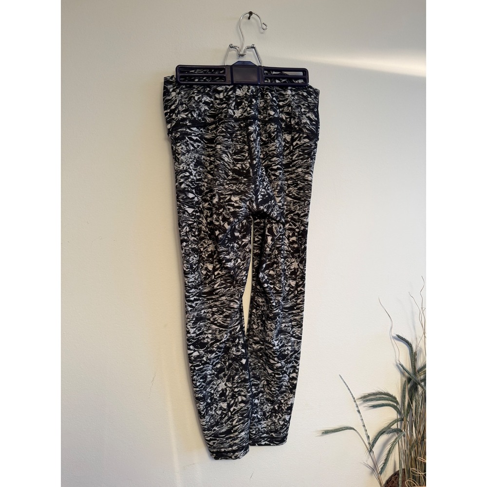 Lululemon Wunder Under High Rise Leggings Black White Abstract Print Size 10